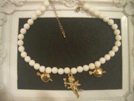 即決☆未使用☆夢かわ♪恋のキューピット 天使 ペンダント チョーカー ネックレス ♪ エンジェル ワンコイン ポイント消化拍卖