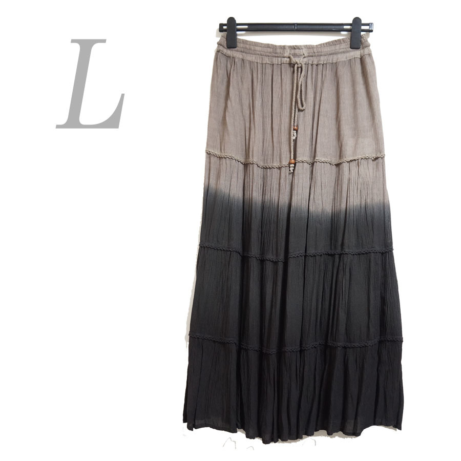 ●新品/ロングスカート/グラデーション/L/ブラウン系/プリーツ/レディース●f8280拍卖