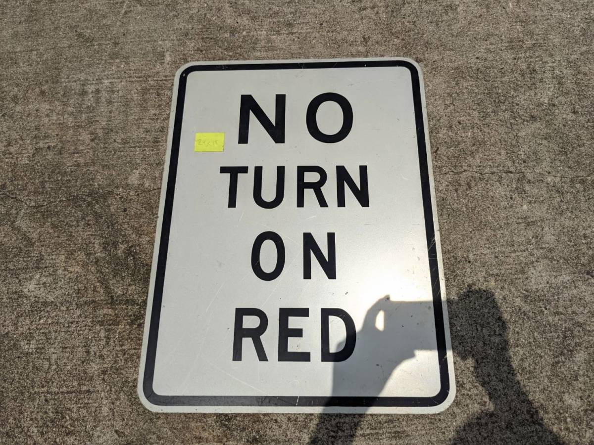 アメリカ 本物看板 NO TURN ON RED 約45×60cm拍卖