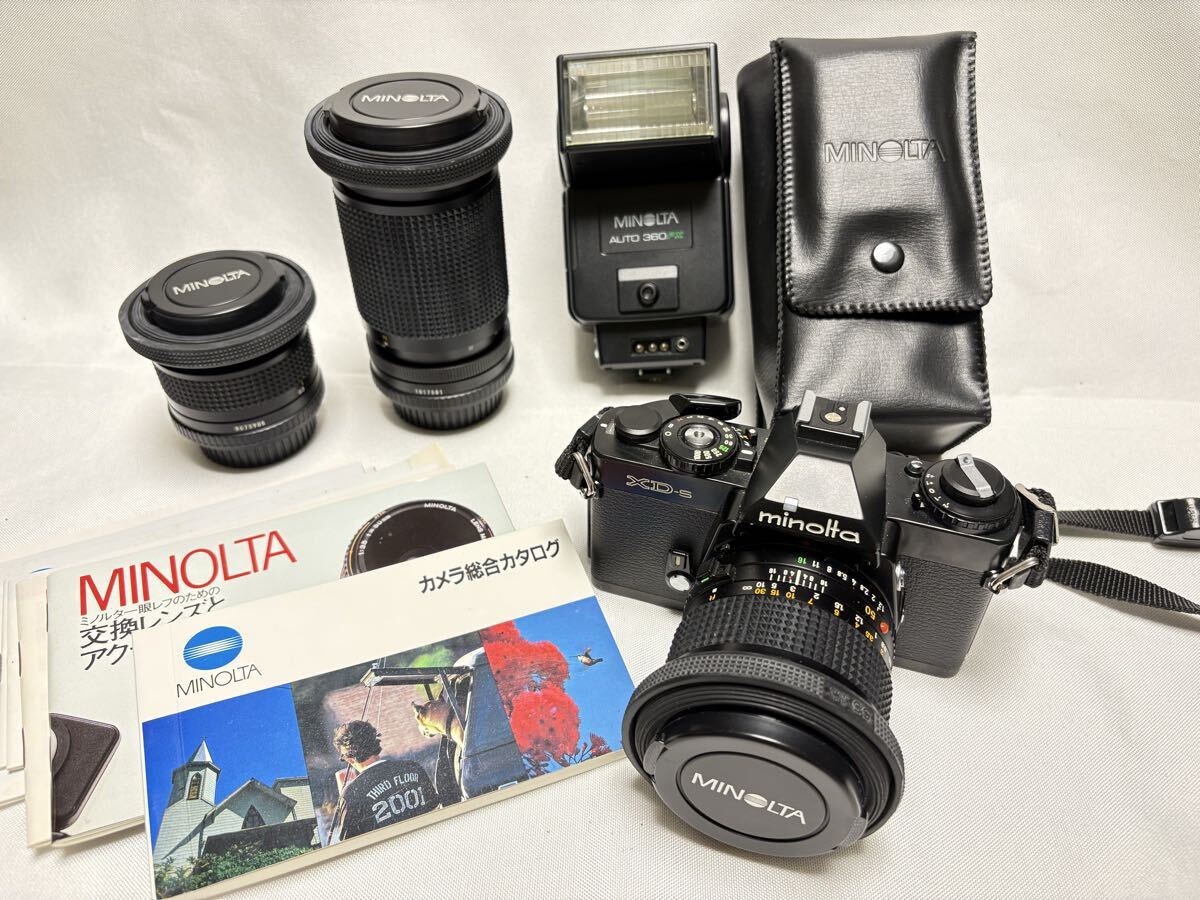 動作確認済 MINOLTA XD-S ブラック MD Rokkor 50mm F1.2 28mm F2.8 35-135mm 360PX DATA BACK 説明書多数 豪華セット拍卖