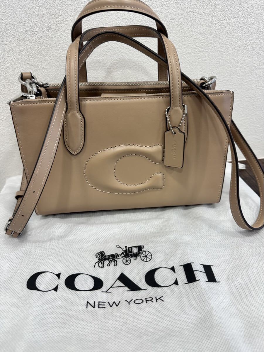 H07099 COACH コーチ ニーナ スモール トート斜め掛け ショルダー 鞄 ハンドバッグ カーフ レザー レディース 16×25×9cm 2WAY拍卖