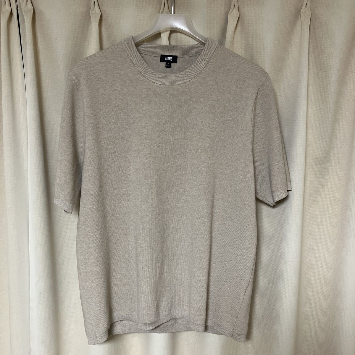 ユニクロ ウォッシャブルミラノリブニットTシャツ XLサイズ ベージュ 481726拍卖