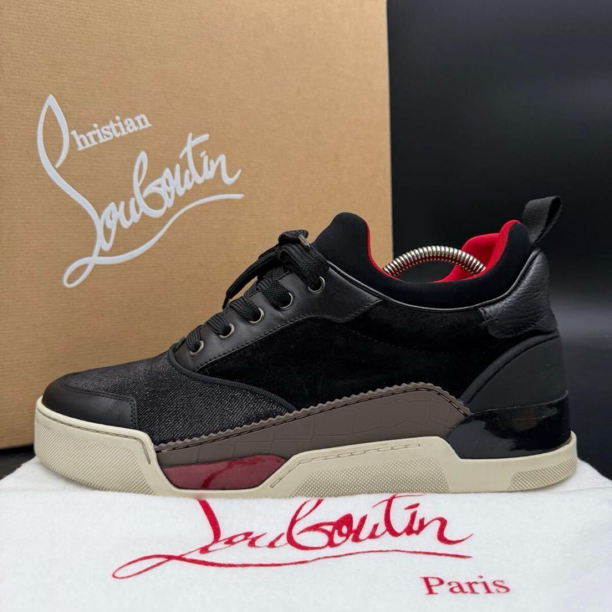 1円 【美品】 Christian Louboutin クリスチャンルブタン アウレリアン クロコ型押し ネオプレーン メンズ スニーカー シューズ 靴 25.5cm拍卖