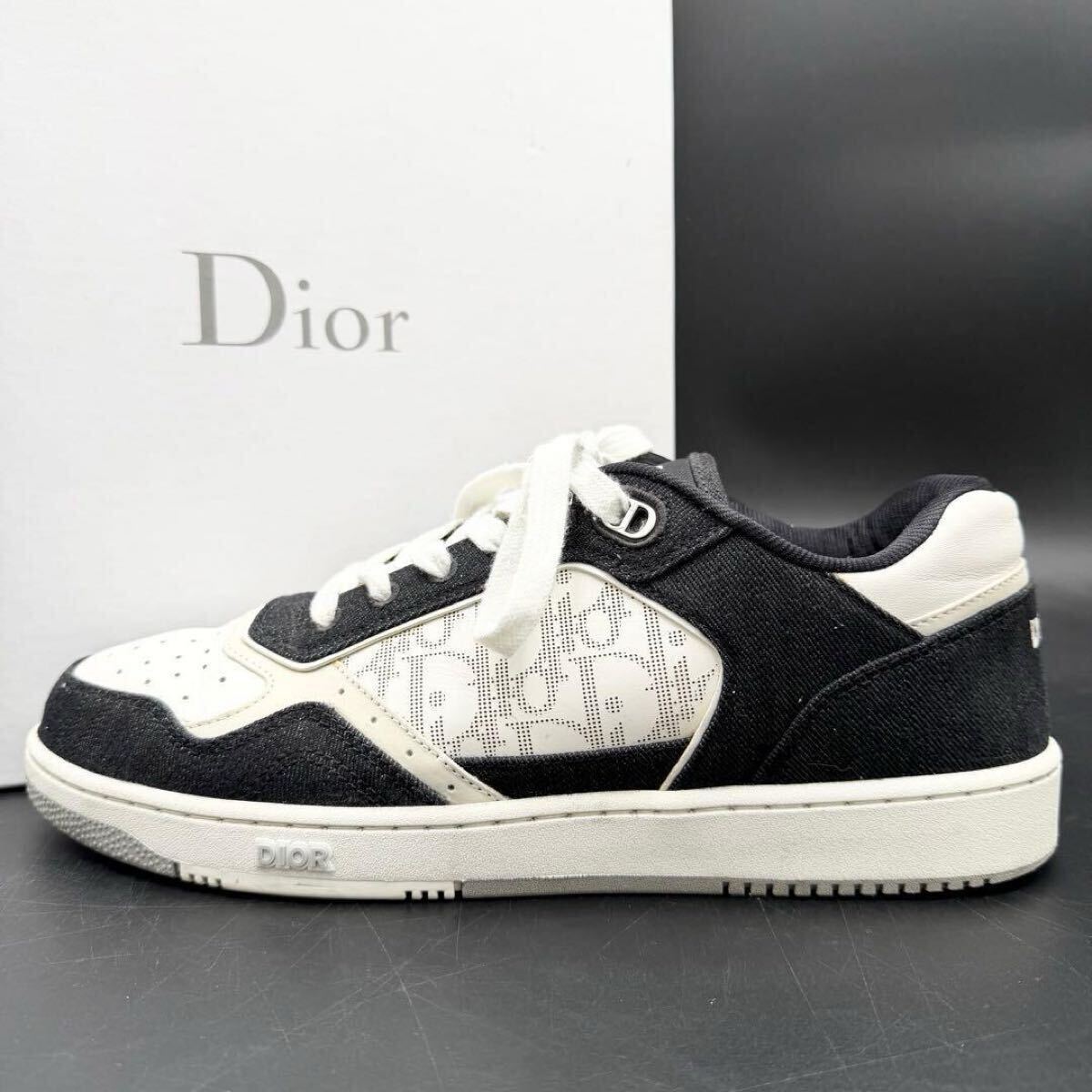 1円 【美品/現行/24年製】 Christian Dior クリスチャンディオール B27 オブリーク デニム レザー メンズ スニーカー シューズ 靴 29cm相当拍卖