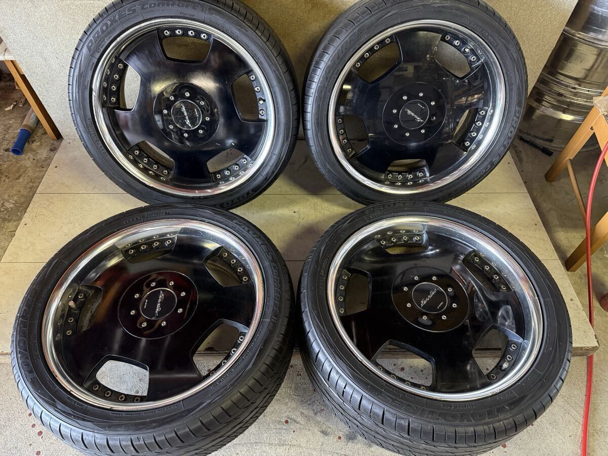 送料無料 深リムWORK ワーク ユーロラインSCF 19インチ 7.5J +32 PCD 139.7 6H 245/40R19 TOYO タイヤ付き 4本 23年製 ハイエース等拍卖