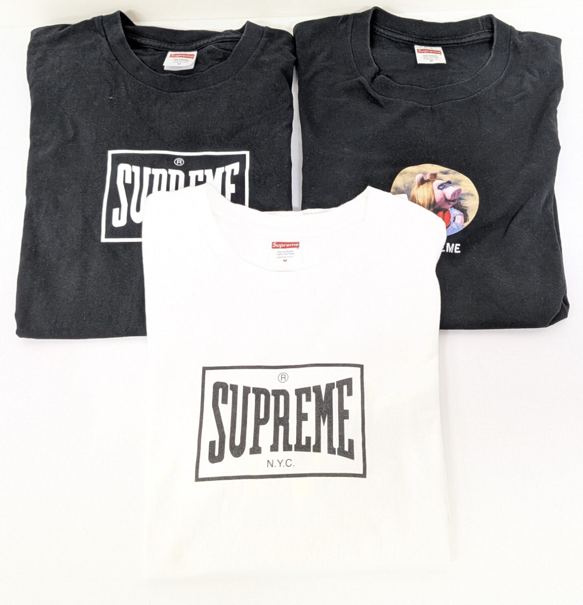 【SR839-1】 Supreme 半袖 Tシャツ Mサイズ 3点セット シュプリーム 23AW Warm Up Tee Miss piggy tee ブラック ホワイト拍卖