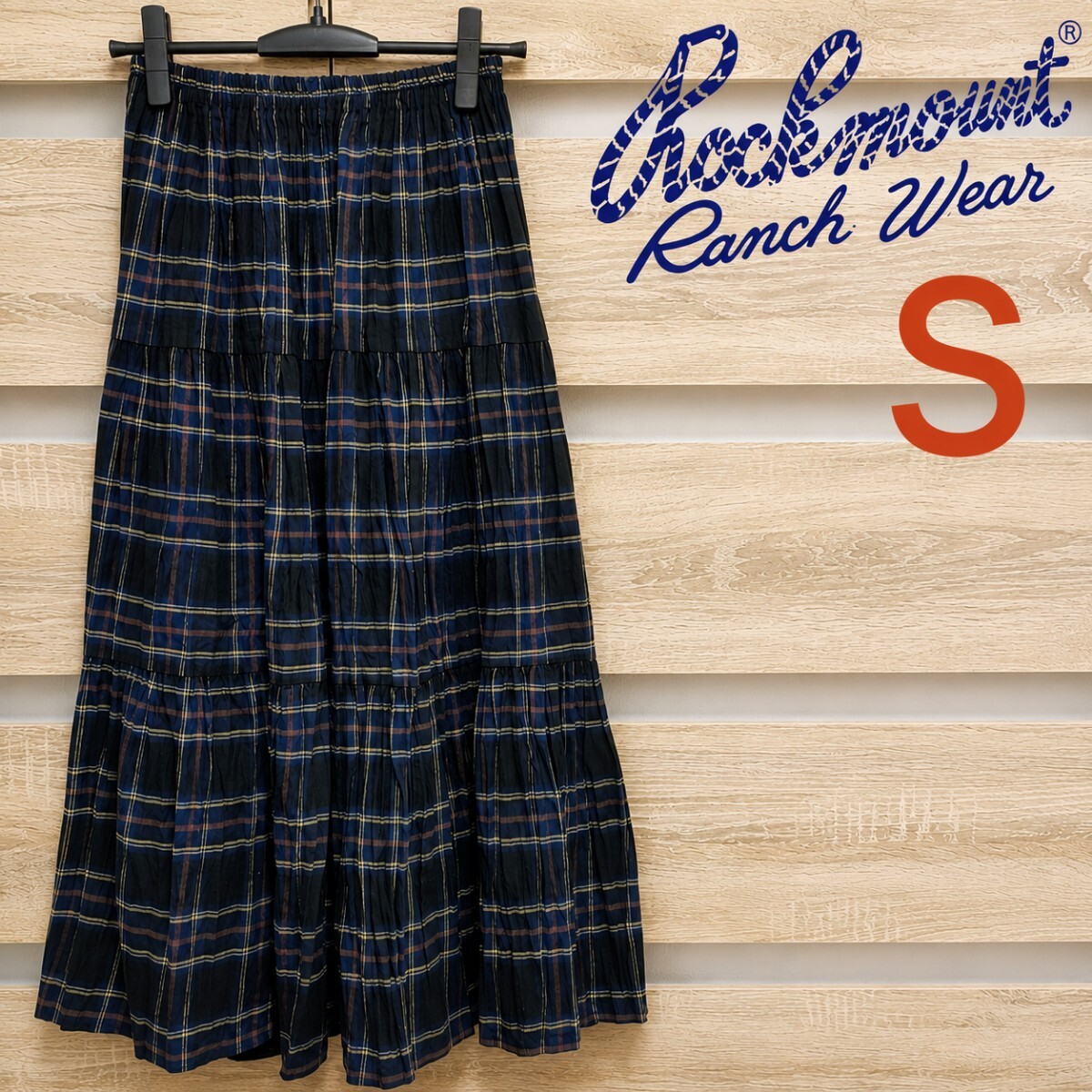 Rockmount Ranch Wear(ロックマウント)チェック柄スカート Sサイズ ネイビー系 美品(196)No.SP9948-E 米国製 ■宅急便コンパクト発送!拍卖
