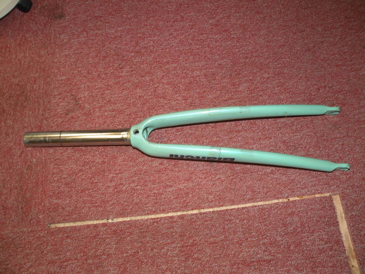 N421 ビアンキ Bianchi ロードバイク フロントフォーク チェレステカラー 詳細不明 現状品 ジャンク拍卖