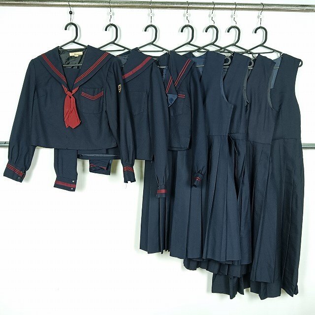 セーラー服 スカート ジャンパースカート 無地 紺 1円 中古 制服 学生服 セット 詰合わせ 39CS-564 DF拍卖