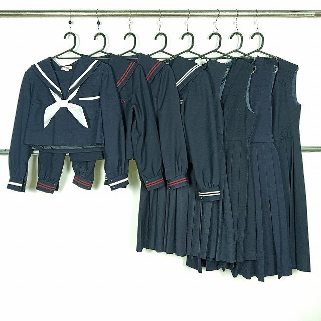 セーラー服 ジャンパースカート 無地 紺 1円 中古 制服 学生服 セット 詰合わせ 39CS-546 DF拍卖