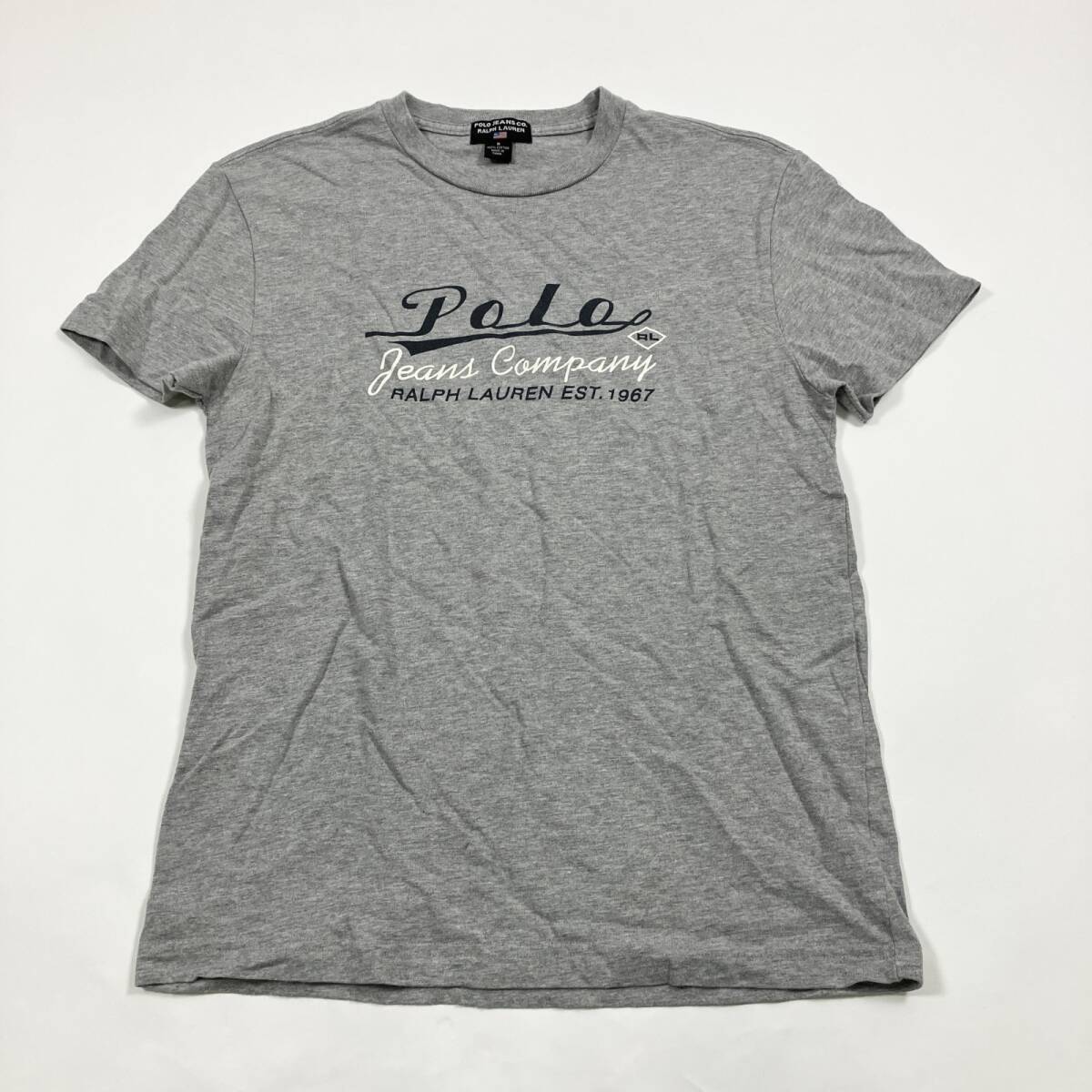 ★ POLO JEANS RALPH LAUREN ポロジーンズ ラルフローレン ロゴプリント 半袖Tシャツ トップス グレー S メンズ拍卖