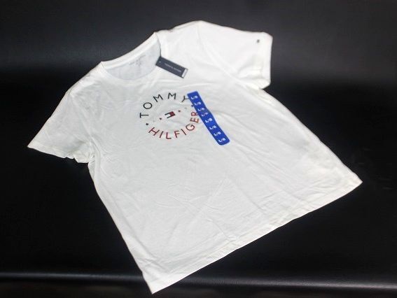 トミーヒルフィガー レディース 半袖Tシャツ ホワイト サイズL TOMMY HILFIGER★送料310円拍卖