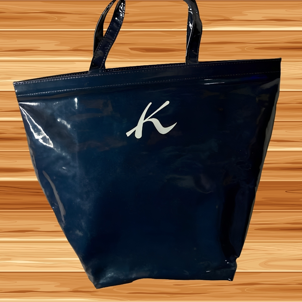 【1円スタート】キタムラ(Kitamura) トートバッグ ハンドバッグ エナメル ネイビー Kロゴ 紺拍卖