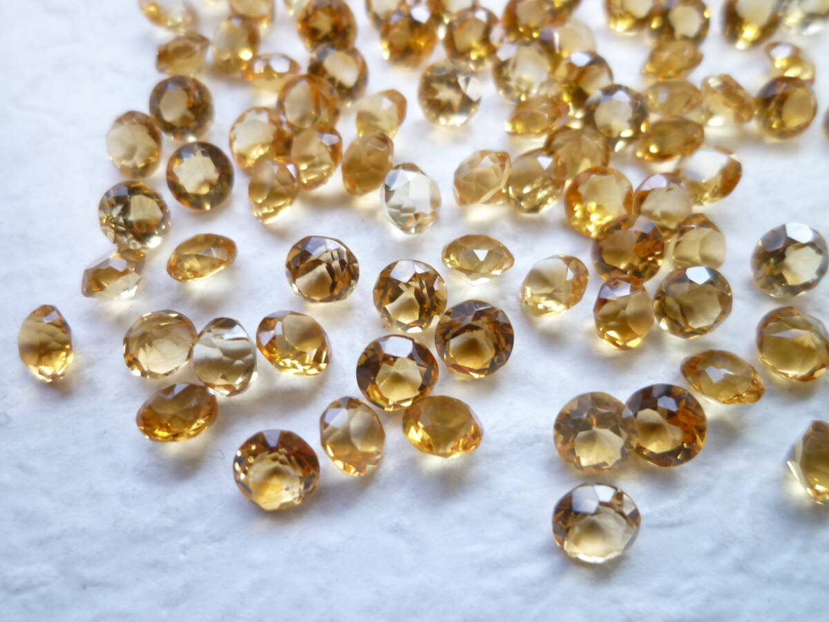 100個セット シトリン 4mmラウンドカット 黄水晶 24.7ct 大量 まとめ【匿名配送 送料込】拍卖