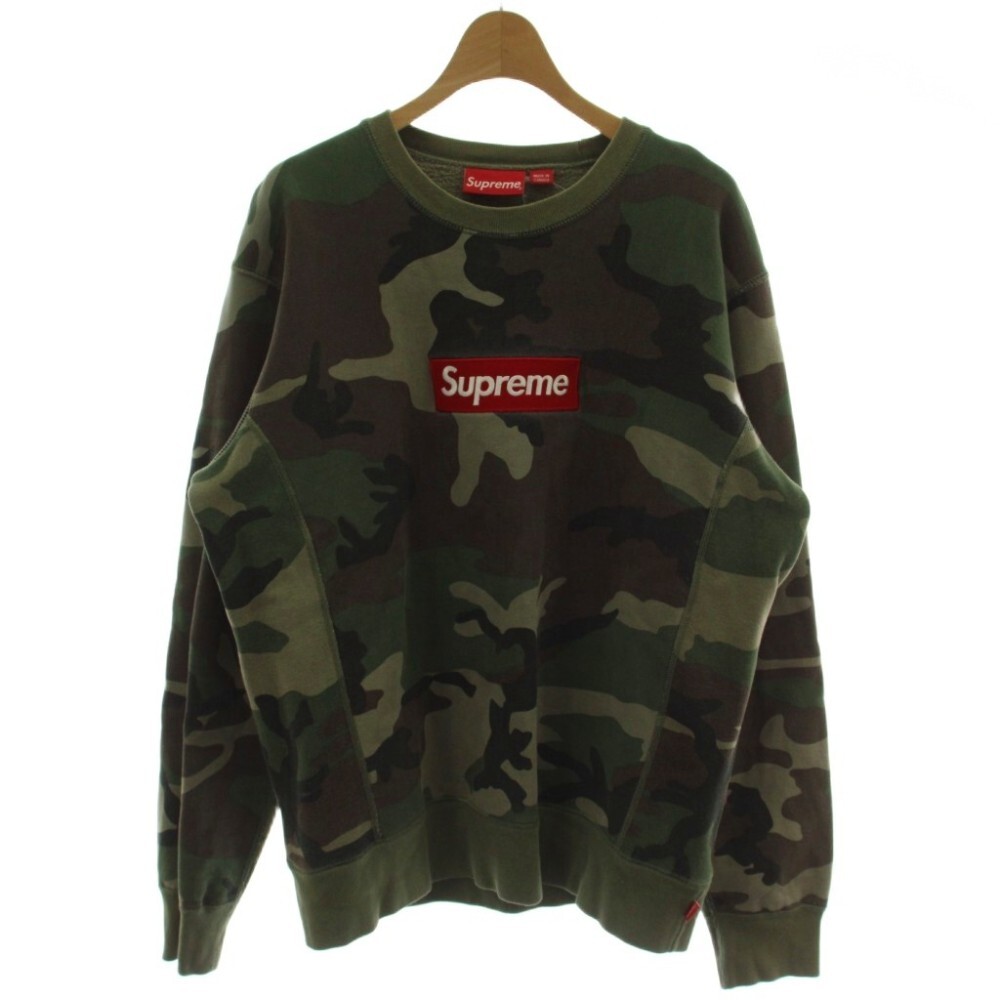 シュプリーム SUPREME 15AW BOX LOGO Crewneck CAMO ボックスロゴ クルーネック スウェット トレーナー カーキ拍卖