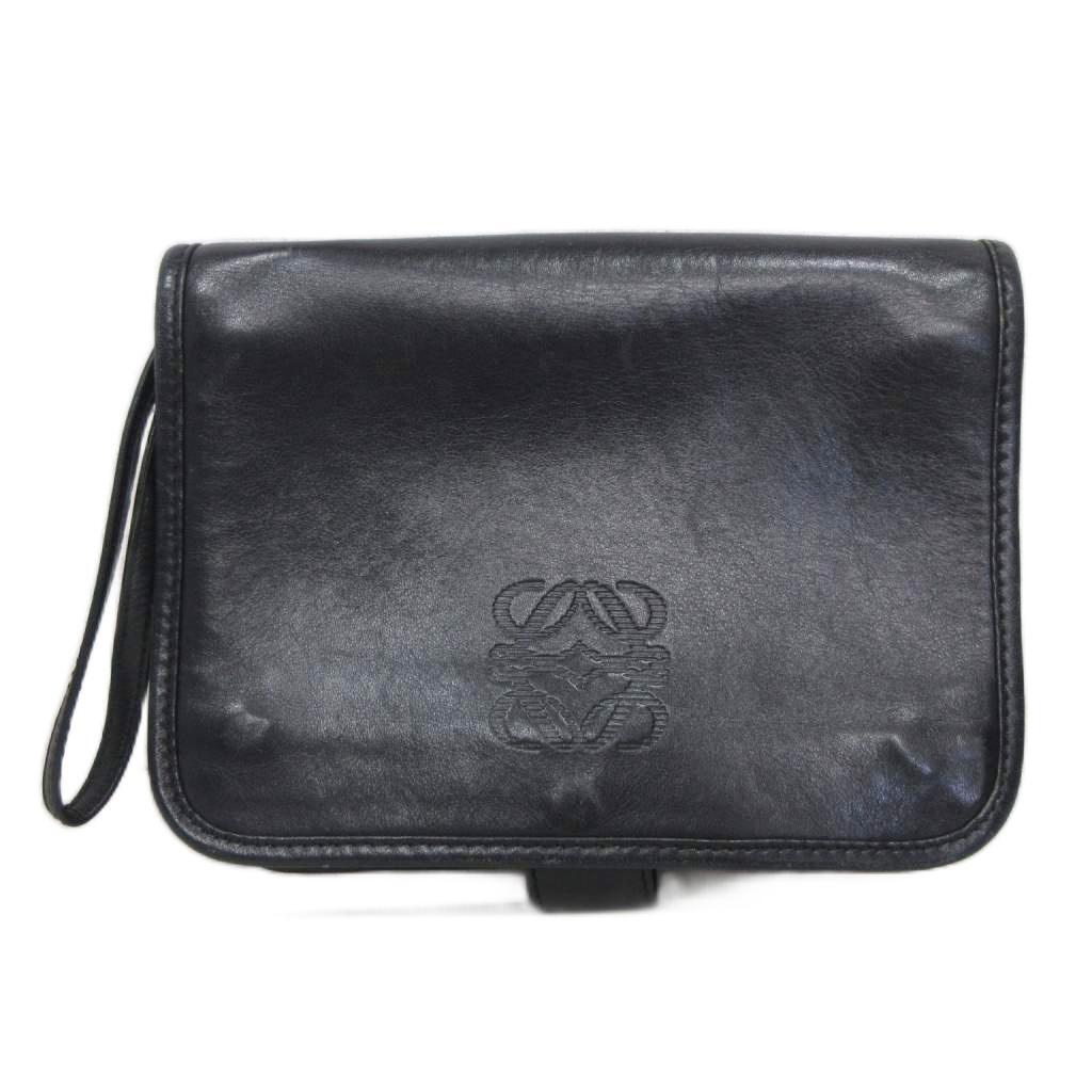 ロエベ LOEWE アナグラム 型押しロゴ セカンドバッグ クラッチ レザー メンズ拍卖