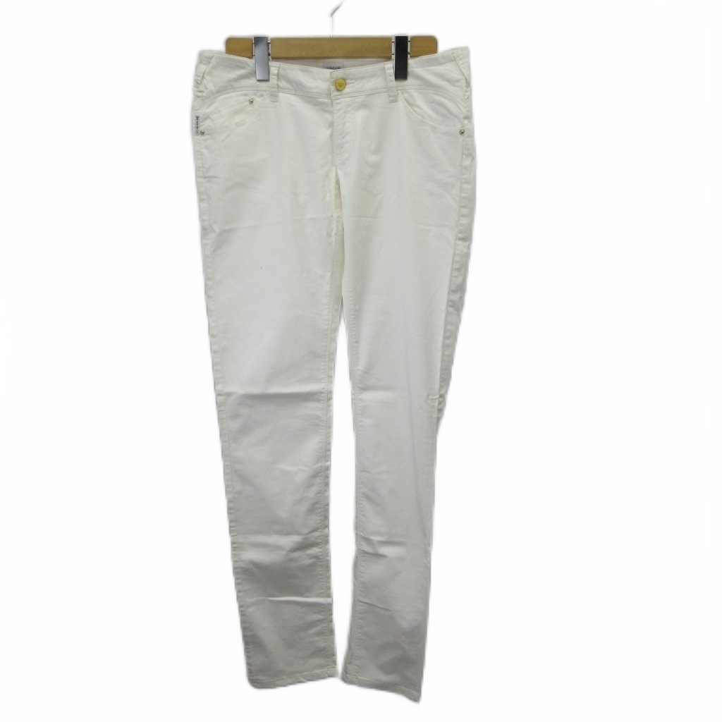 アルマーニ ジュニア ARMANI Jr スキニーパンツ キッズ 16A / 175cm 白 ホワイト ロゴプレート フルレングス J243G /AY ■GY47 キッズ拍卖