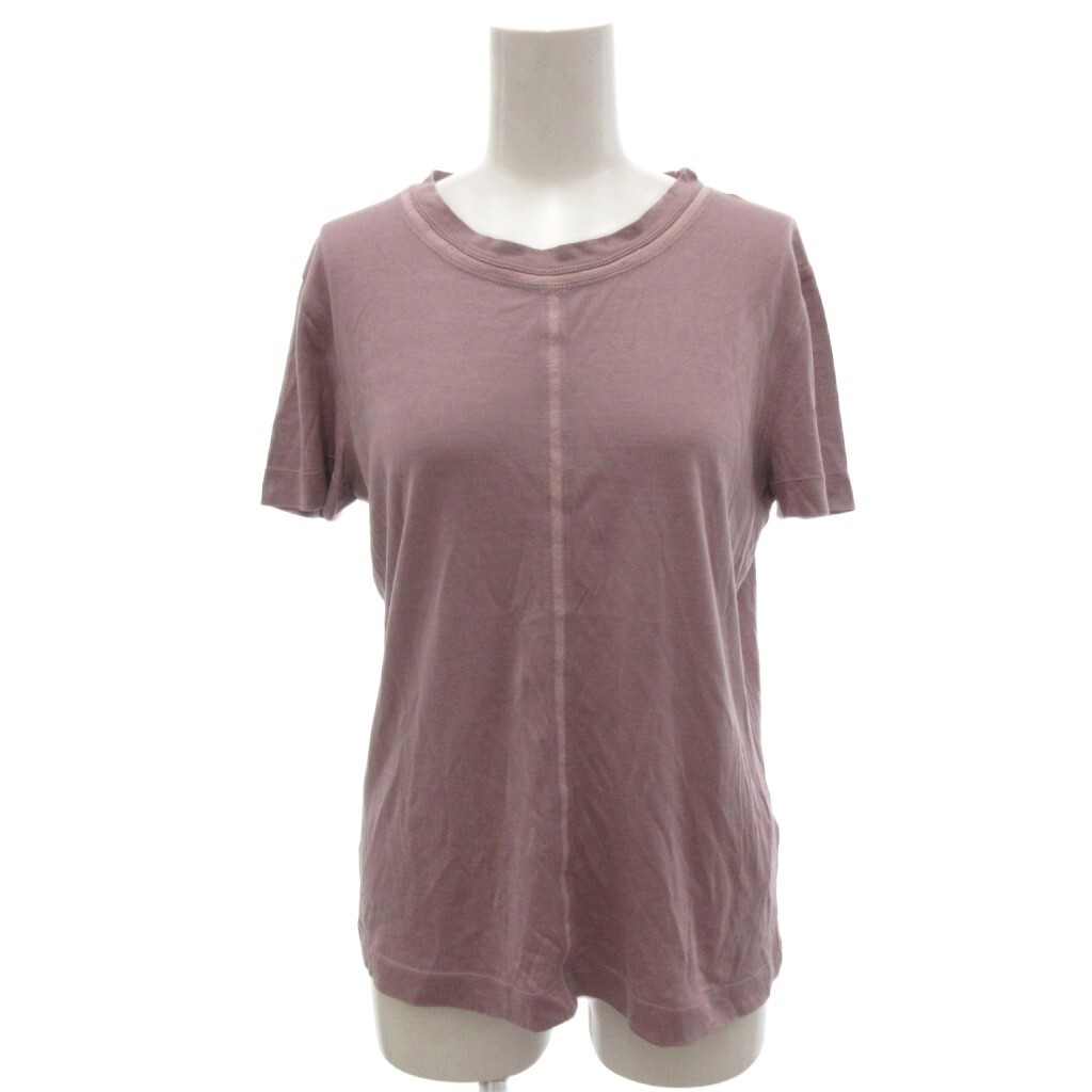 ジョルジオアルマーニ GIORGIO ARMANI クルーネックカットソー 半袖Tシャツ イタリア製 1 紫 ダークパープル シルク /JI ■ECG007拍卖