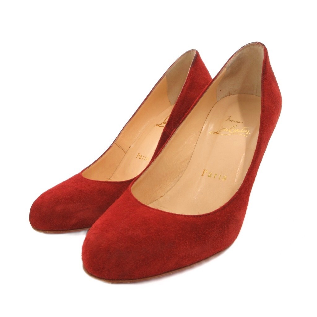 クリスチャンルブタン Christian louboutin パンプス ラウンドトゥ スエード 35 茶 ブラウン /FF IBO100 レディース拍卖