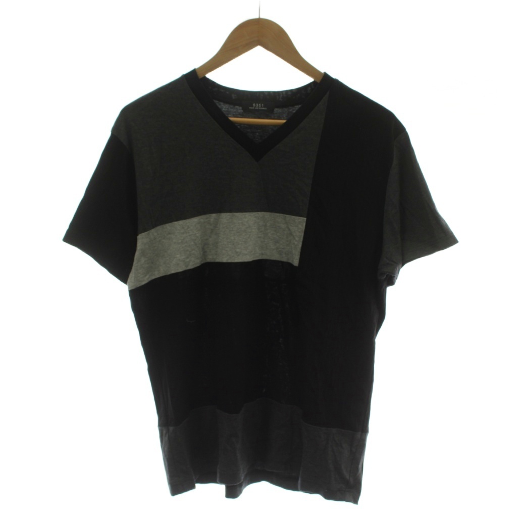 5351プールオム 5351 POUR LES HOMMES Tシャツ 半袖 Vネック 50 黒 グレー 0240-00-21028 /GG メンズ拍卖