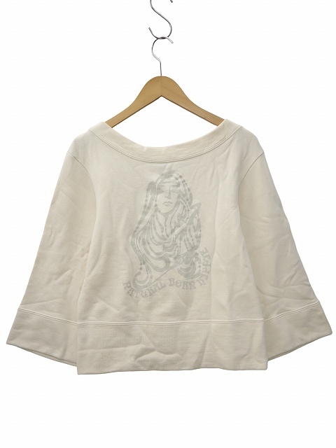 ビバユー VIVA YOU コットン レースアップ バックプリント トレーナー 2(M) IVORY(アイボリー) 春秋 レディース拍卖