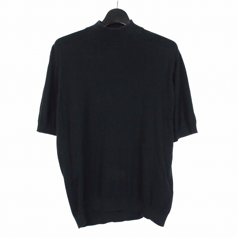ジョンスメドレー JOHN SMEDLEY モックネック Tシャツ カットソー 半袖 L ブラック 黒 レディース拍卖