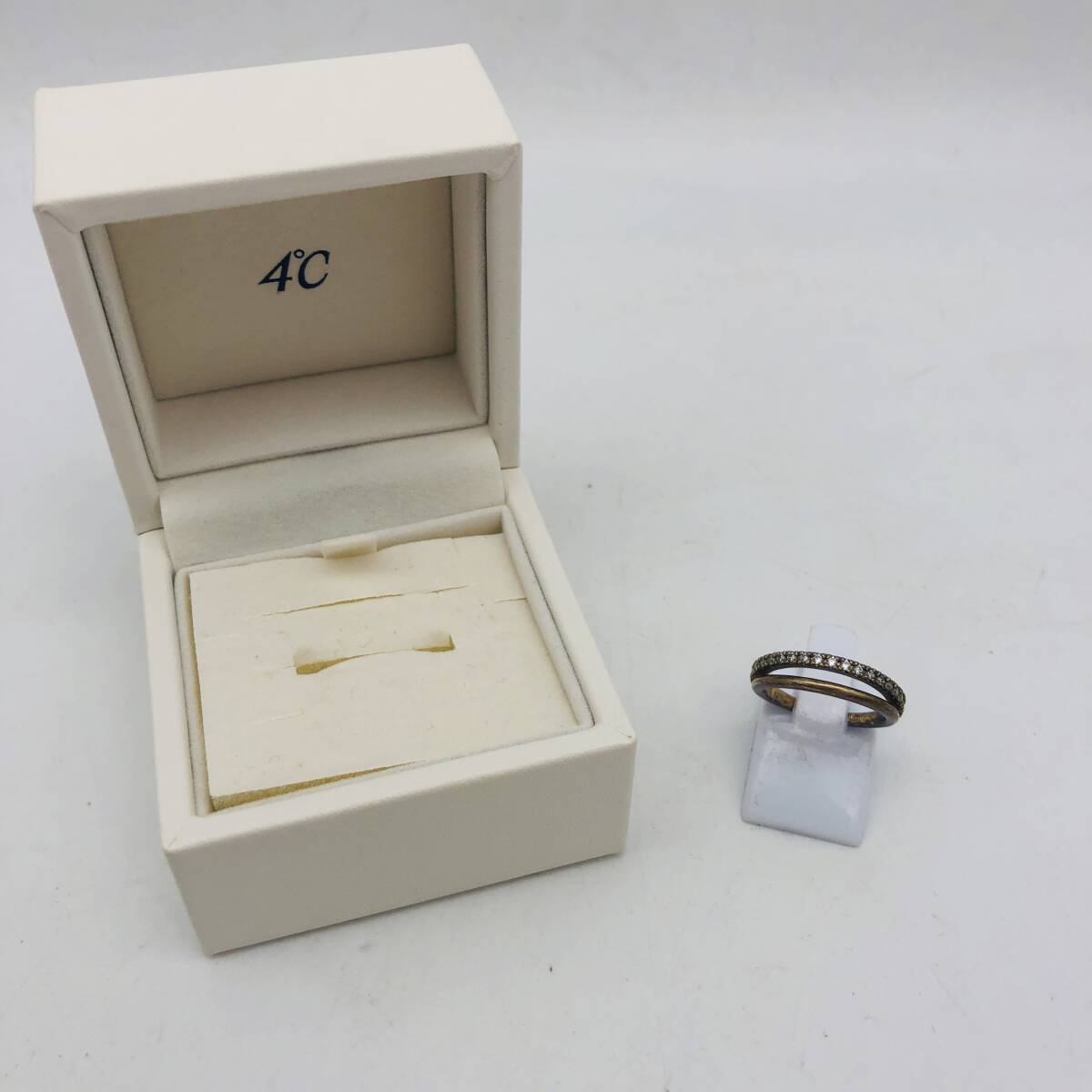 4℃ ヨンドシー リング シルバー ラインストーン レディース 8号 約2.5g 中古 拍卖