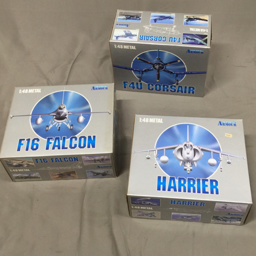 1円 フランクリンミント 1/48 COLLECTION ARMOUR HARRIER ハリアー 他 F-16 FALCON F4U CORSAIR 3点 セット拍卖