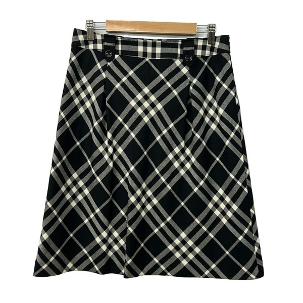 バーバリーロンドン Burberry LONDON スカート サイズ42 XL - 黒×アイボリー レディース ひざ丈/チェック柄 ボトムス拍卖