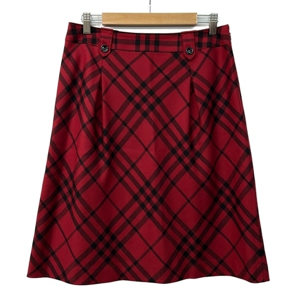 バーバリーロンドン Burberry LONDON ロングスカート サイズ42 XL - ボルドー×黒 レディース チェック柄 ボトムス拍卖