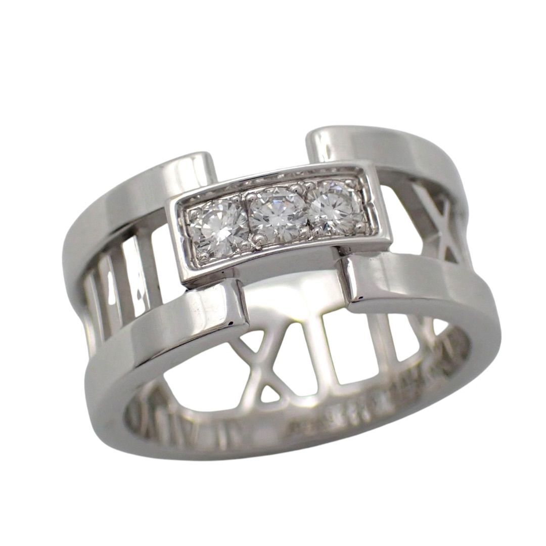 Tiffany & Co. ティファニー 9号 オープン アトラス 3P ダイヤ ダイヤモンド リング 750 K18 WG 指輪 ジュエリー オープンアトラス 5150拍卖