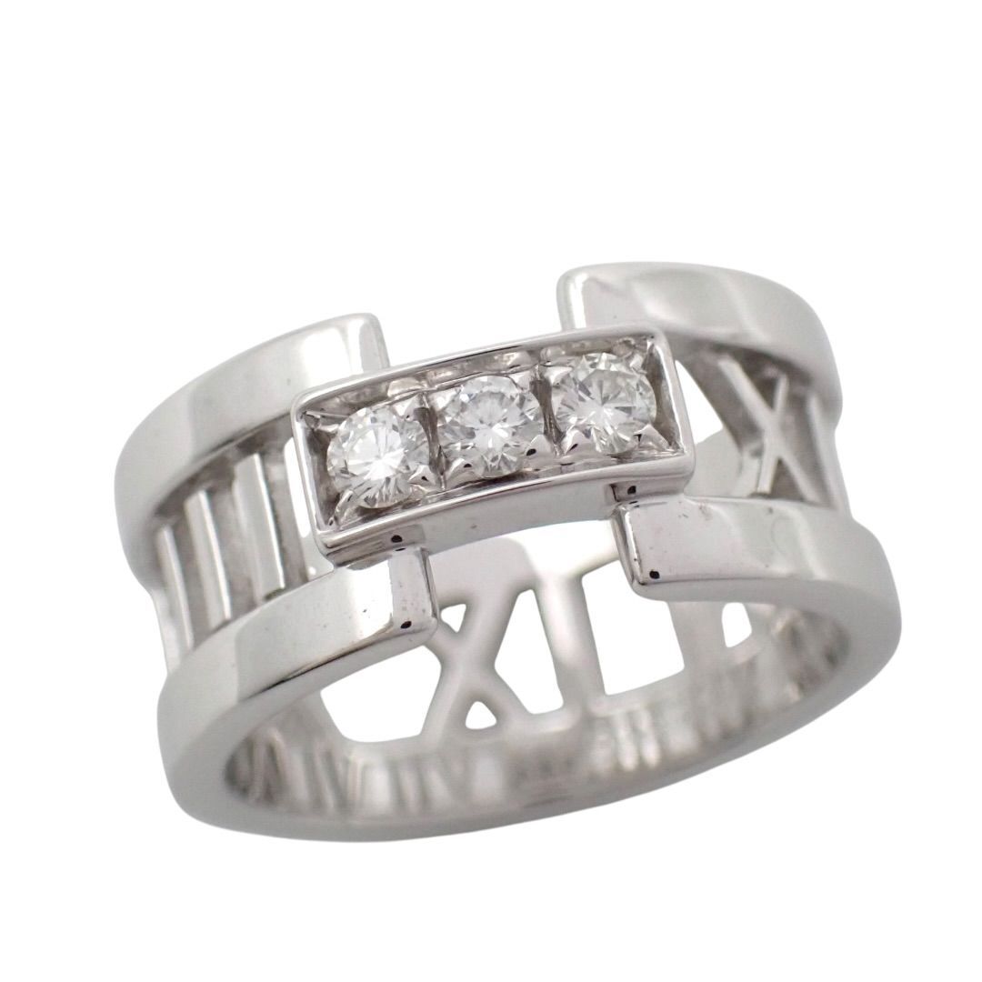 新品仕上げ Tiffany & Co. ティファニー 9号 オープンアトラス 3P ダイヤ ダイヤモンド リング 750 K18 WG ホワイトゴールド 指輪 5088拍卖