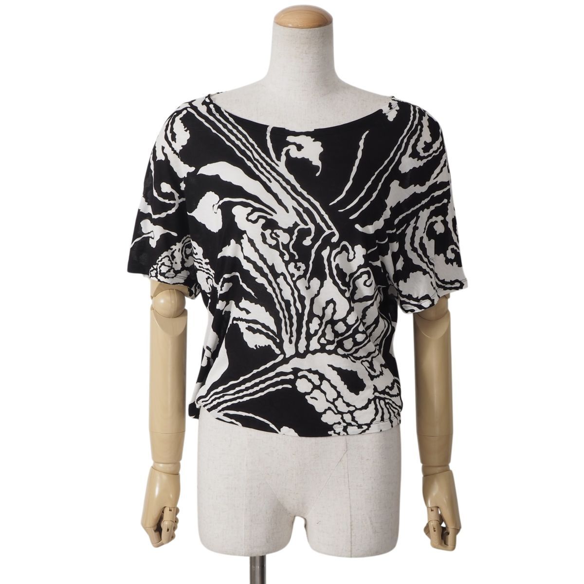 5-ZK036 美品 グッチ GUCCI by Tom Ford トムフォード期 Tops Shirt トップス Tシャツ ブラック ホワイト S レディース拍卖