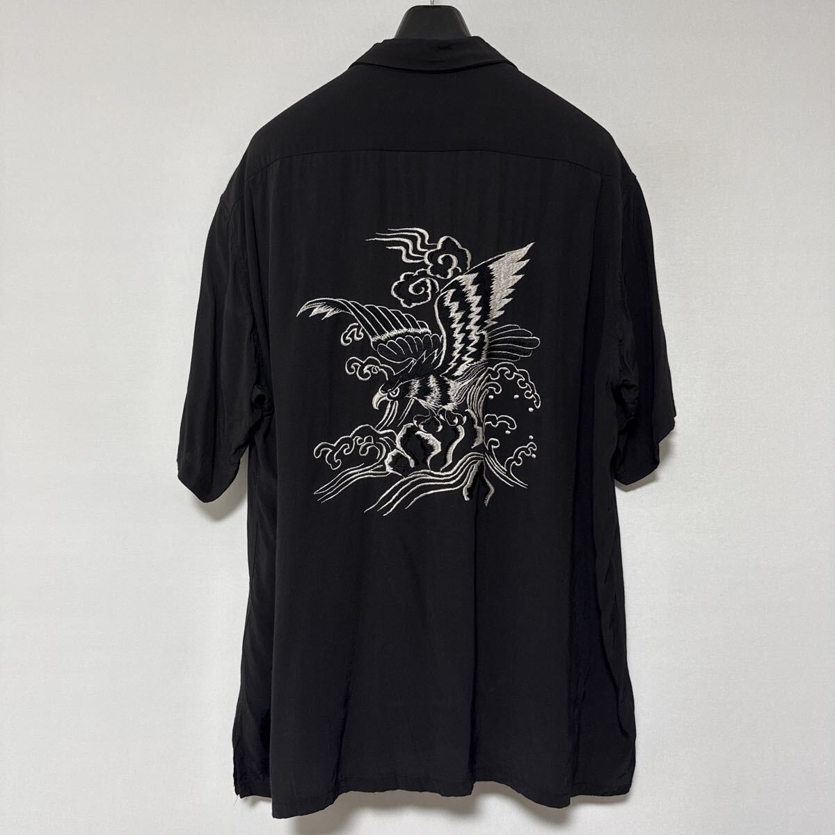 美品 定価36300円 GOLD ACETATE S/S SUKA SHIRT “EAGLE M レーヨン オープンカラー イーグル 刺繍 スカ シャツ アロハ ゴールド 東洋Toyo拍卖