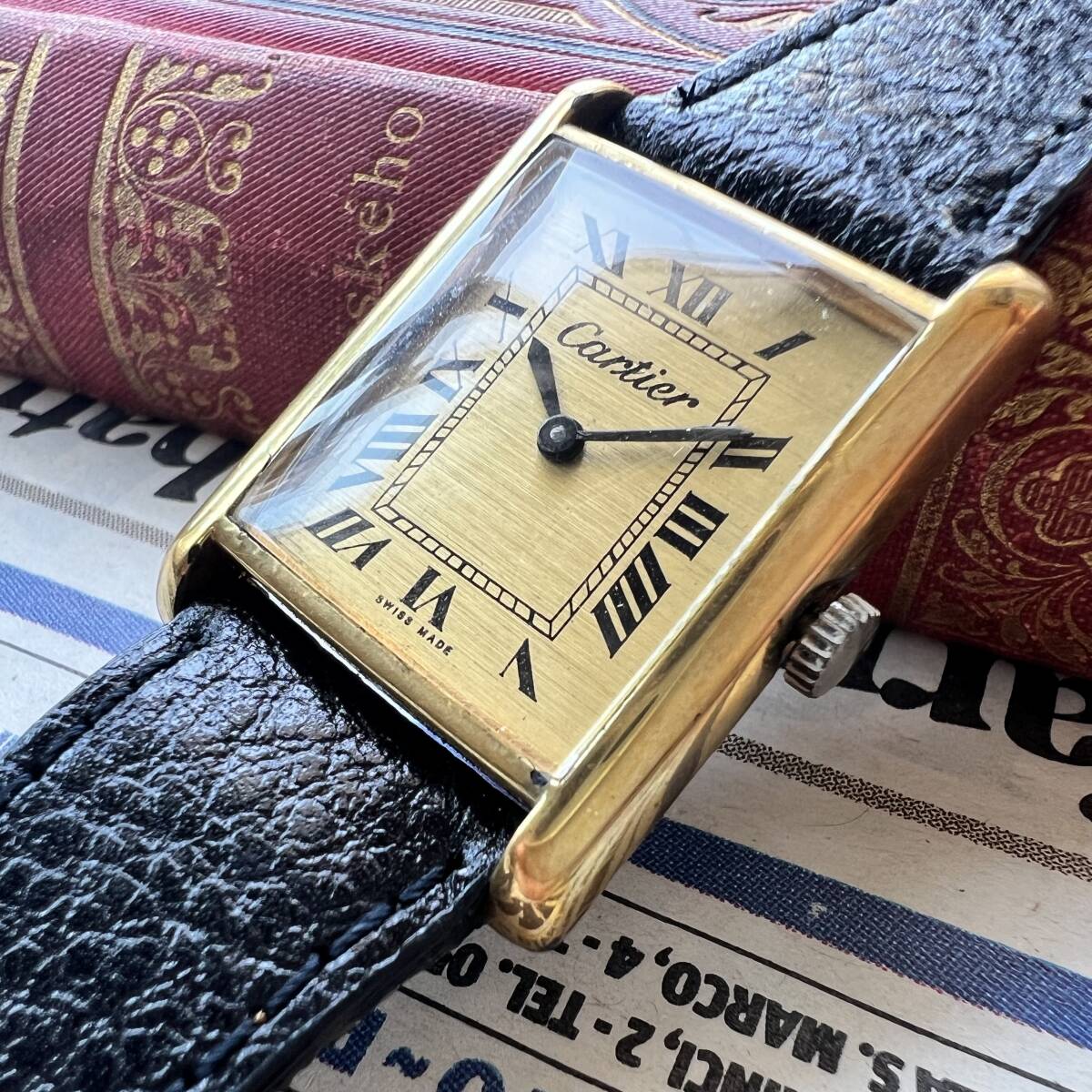 カルティエ cartier must tank 手巻き 動作良好 メンズ腕時計 スクエア拍卖