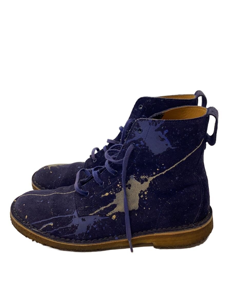 Clarks◆ブーツ/UK7.5/ネイビー/Desert/ペイント加工/ベトナム製/使用感有//拍卖