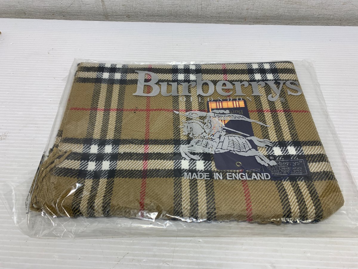 ★【新品未開封】Burberry バーバリー マフラー ベージュ MADE IN ENGLAND チェック柄 ラムウール100%【20557573】 拍卖
