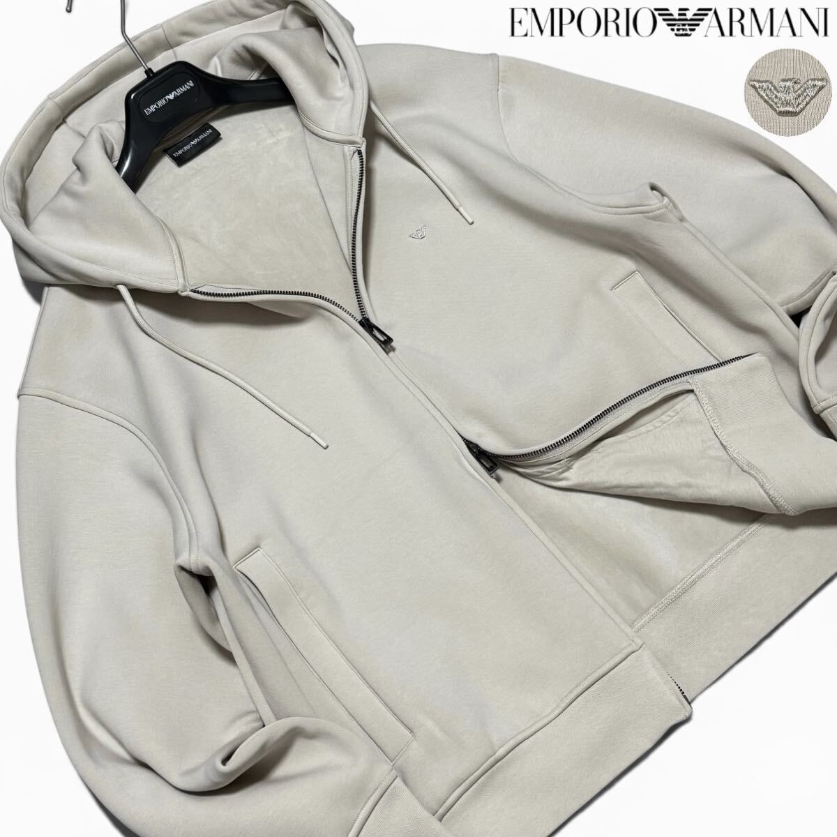 定価6万!!最高峰イーグルロゴ!!ストレッチジャージー!!EMPORIO ARMANI エンポリオ アルマーニ ダブルジップ パーカー ジャケット 四者混 XL拍卖