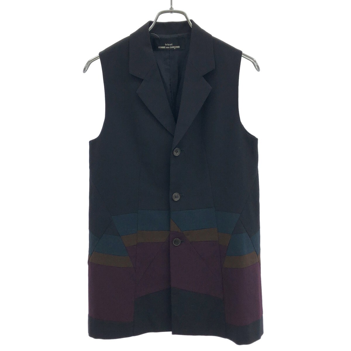 tricot COMME des GARCONS トリココムデギャルソン AD1996 パッチワークデザイン ノースリーブジャケット TV-020010 ブラック ITND7H3DJ9EE拍卖