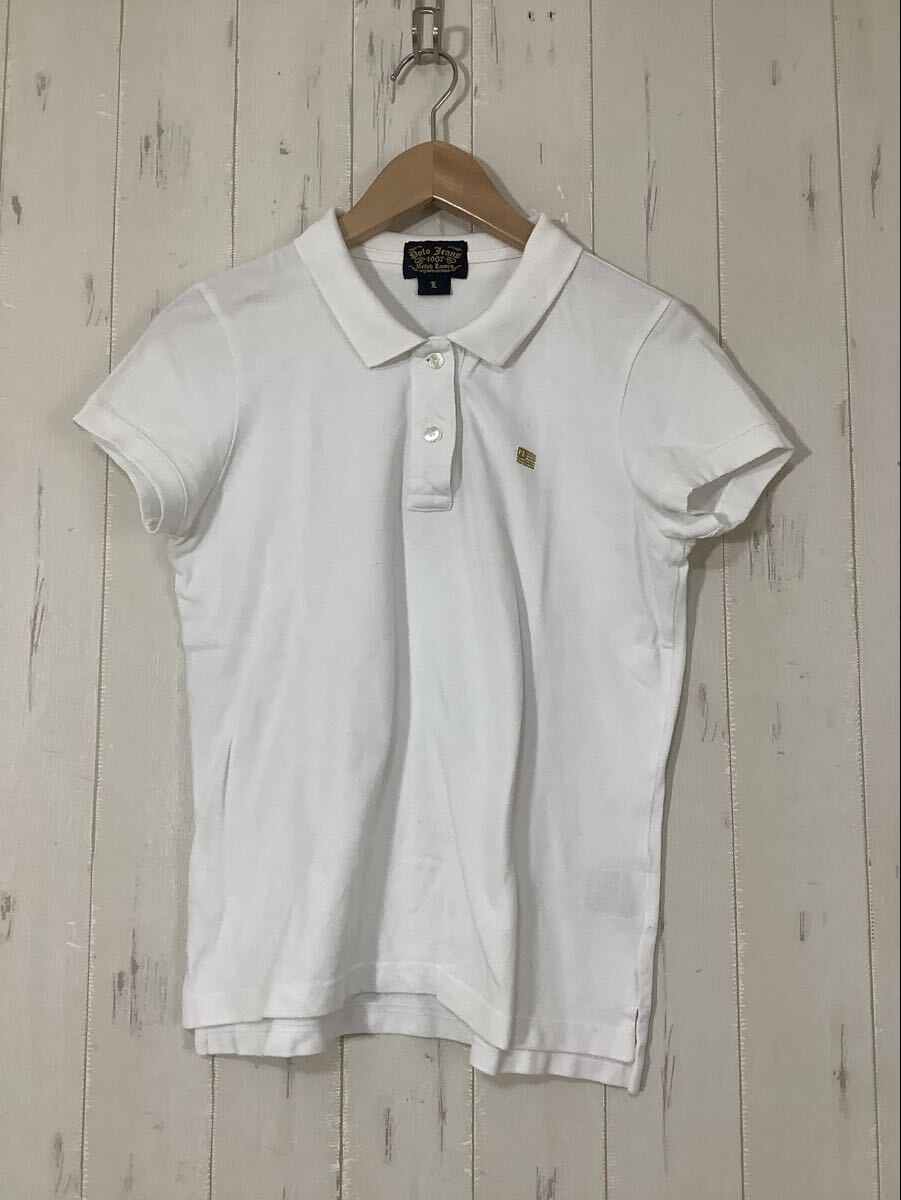 に1989 POLO JEANS RALPH LAUREN ポロジーンズ ラルフローレン 半袖ポロシャツ 鹿の子 L レディース ホワイト (株)インパクト21拍卖