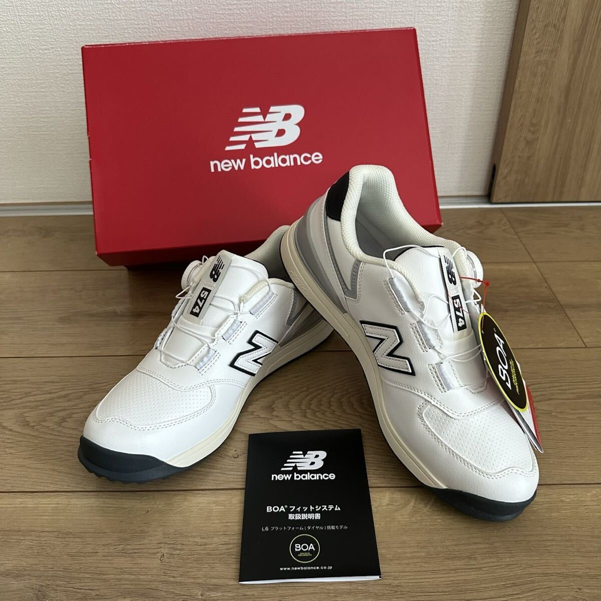 未使用 25cm ニューバランスゴルフシューズ UGBS574Hホワイト BOA拍卖
