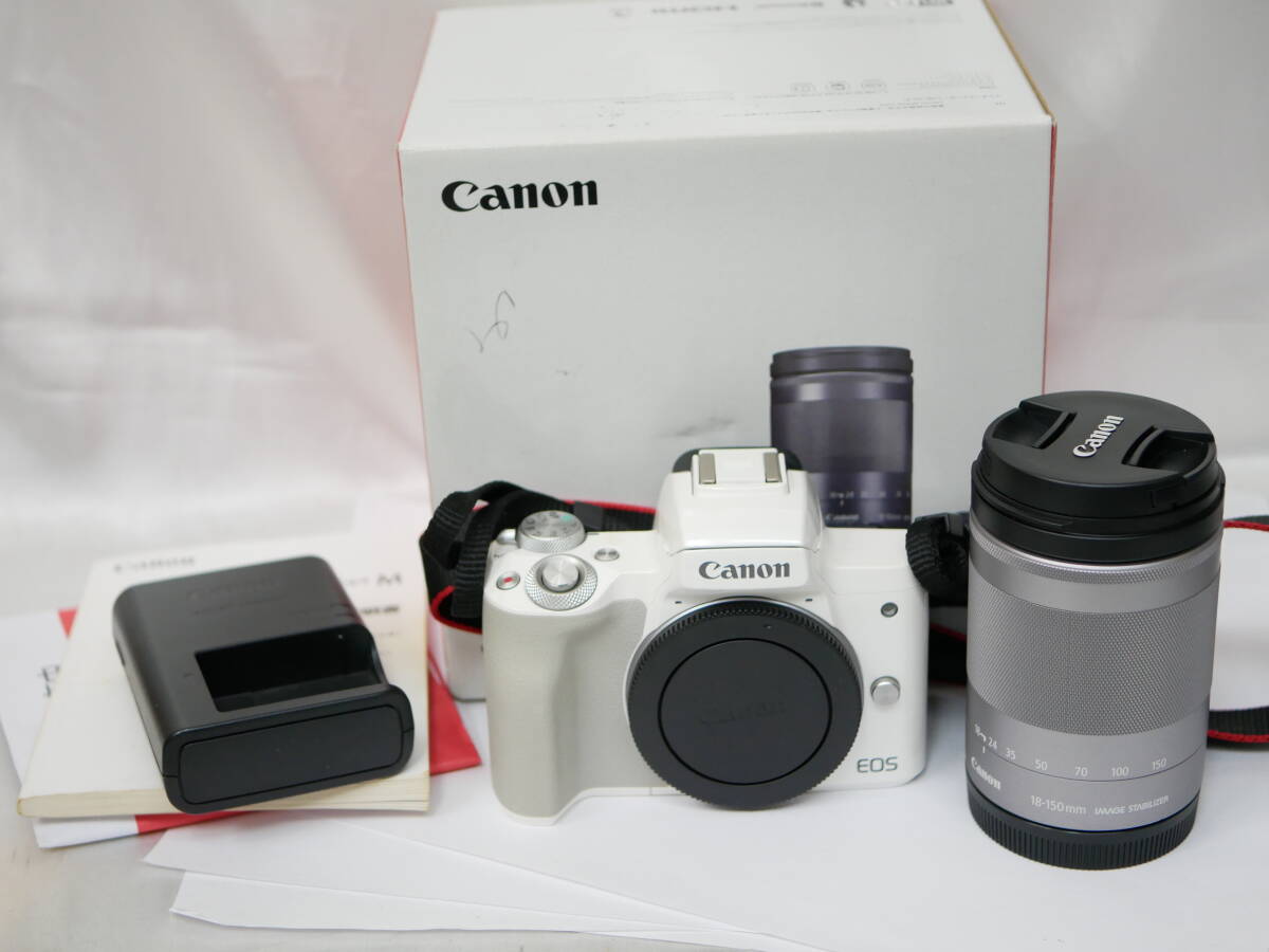 #4692 CANON EOS kiss M 18-150mm EF-M キャノン イオスキス ホワイト ミラーレスカメラ拍卖