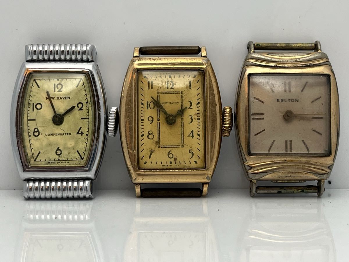 必読商品説明 廃業時計店より NEW HAVEN KELTON アンティーク ヴィンテージ 腕時計 ジャンク品 再生、部品取りに 一個だけ動きます。拍卖