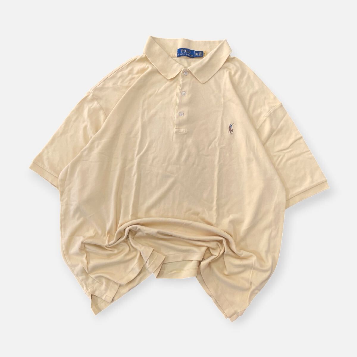 【美品】ポロ ラルフローレン 半袖ポロシャツ 2XLT 淡イエロー ビッグサイズ拍卖
