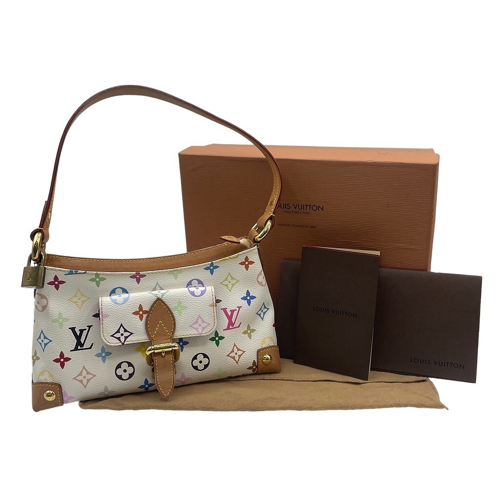 Louis Vuitton ルイヴィトン エライザ ショルダーバッグ M40098 モノグラム・マルチカラー 白 ホワイト レディース拍卖