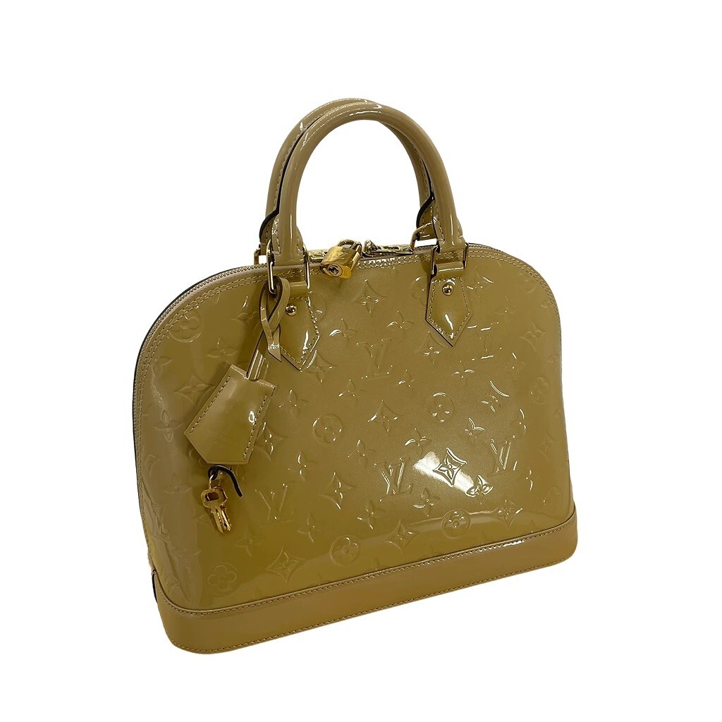 Louis Vuitton ルイヴィトン アルマPM M90101 ハンドバッグ レディース モノグラム・ヴェルニ イエローゴールド エントロピー鑑定済み拍卖
