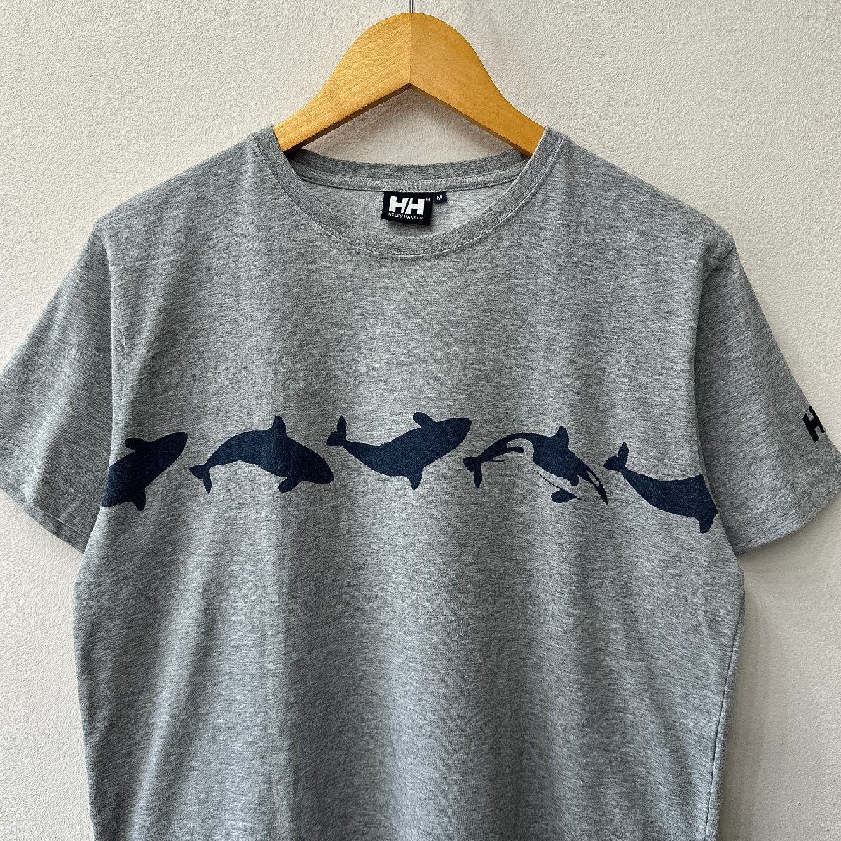 HELLY HANSEN ヘリーハンセン シャチ アニマル 半袖Tシャツ サイズM /グレー系 メンズ マリン 海 アウトドア キャンプ拍卖