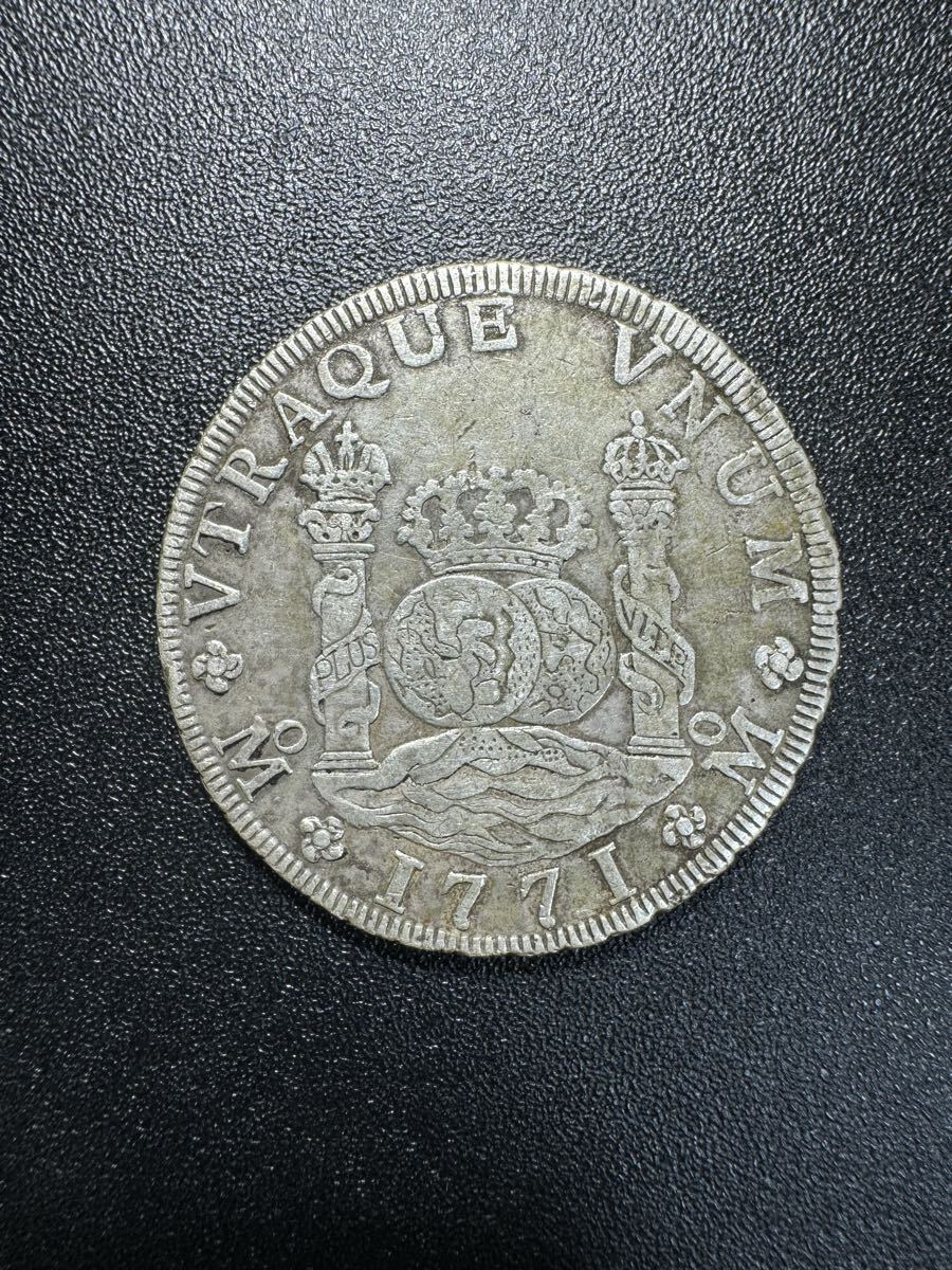 スペイン銀貨 8 Reales 1771年銀貨 メキシコ造幣局 古銭 銀貨 貿易銀 アンティーク コイン 旧家蔵出し 希少 SV900 銀900拍卖