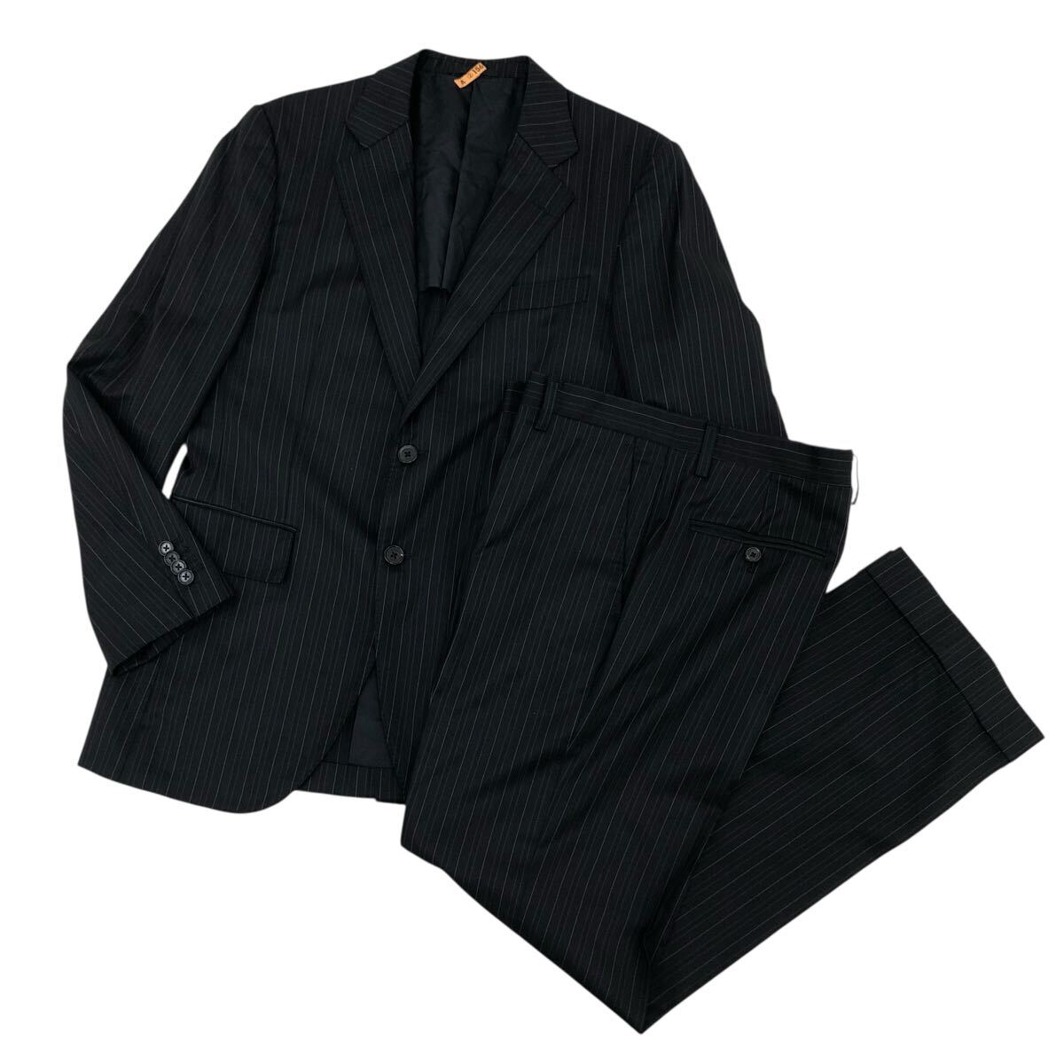 7D711-84 EPOCA UOMO エポカウォモ スーツ セットアップ テーラード ジャケット 背抜き パンツ ブラック系 メンズ 紳士 48拍卖