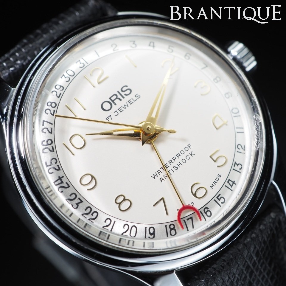 ◆1円~◆ ORIS オリス ポインターデイト SS/革 302-7285B 手巻き USED 稼働 社外ベルト 尾錠 メンズ 腕時計 「29601」拍卖